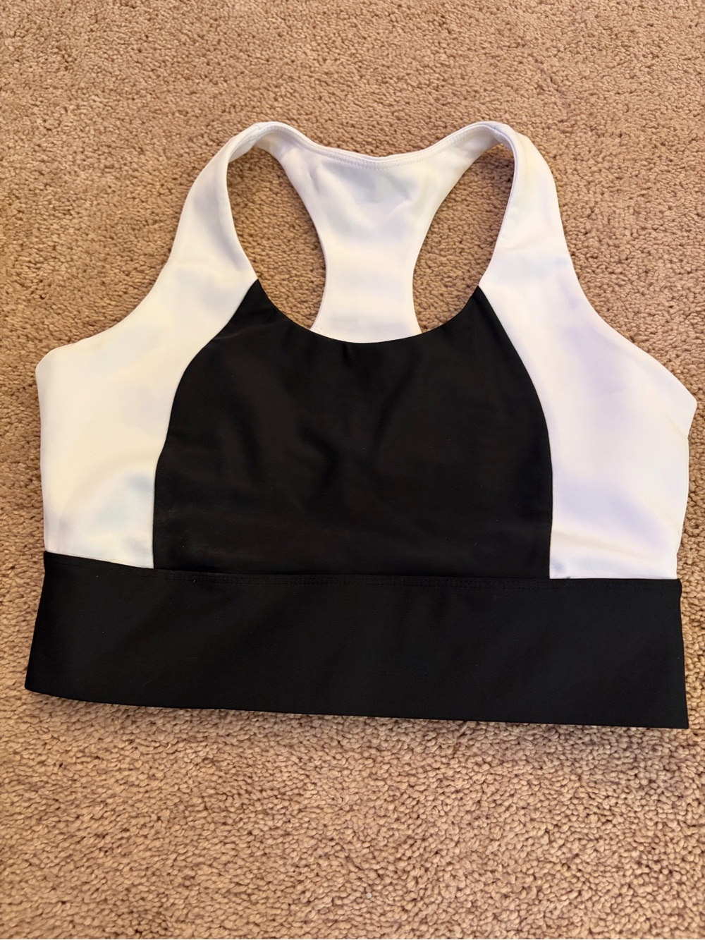 Fabletics Black and White Racerback Sports Bra